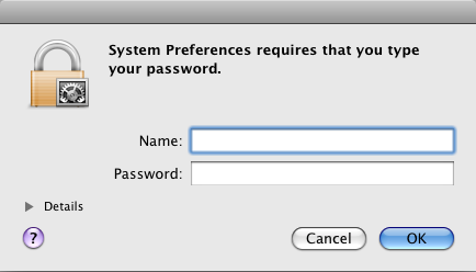 Authorization Services Example Dialog System Preferences app's use of Authorization Services API
